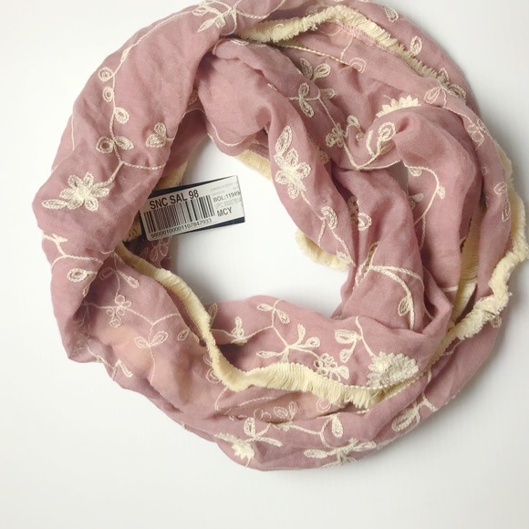 INC International pink embroidered infinity scarf - Picture 2 of 4